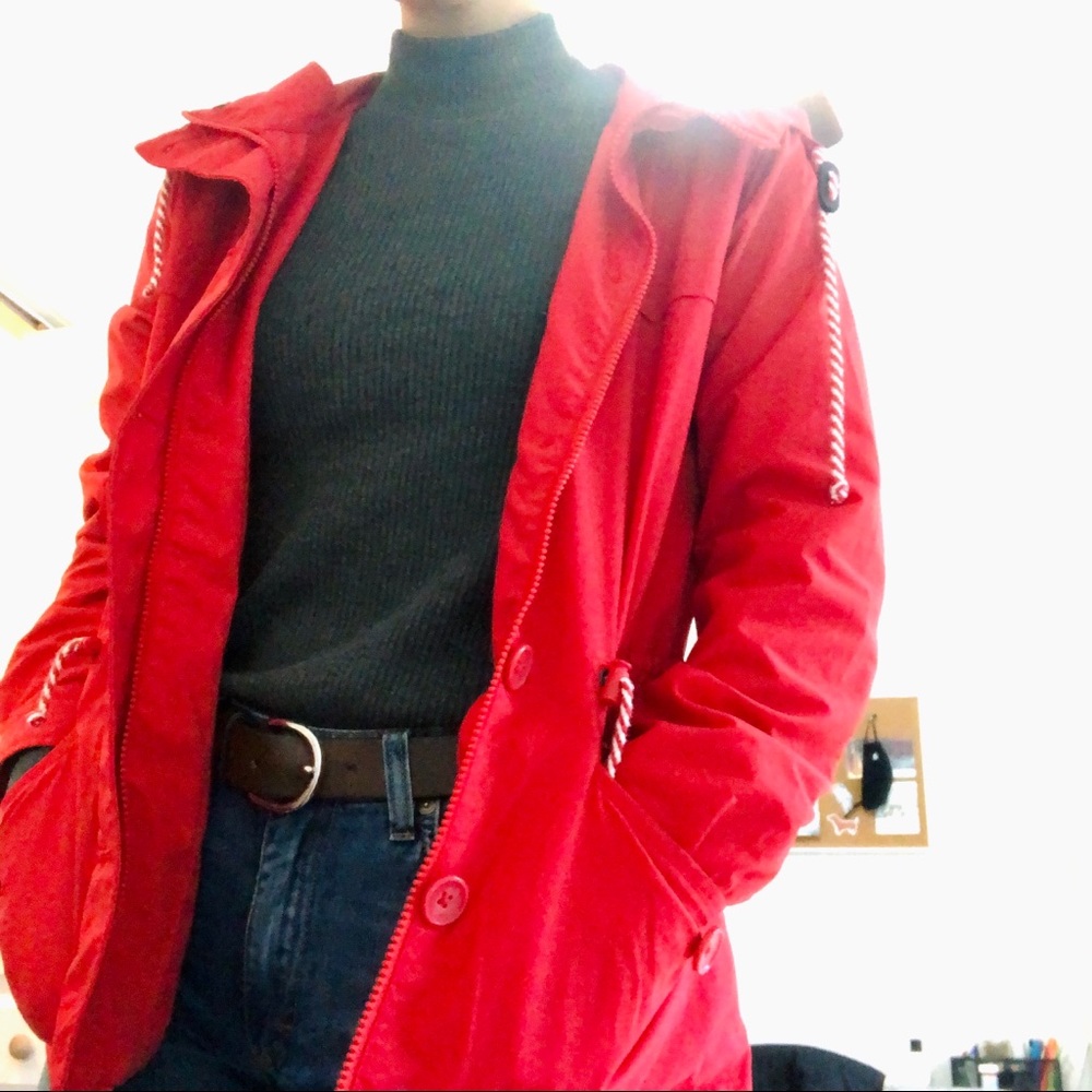 J Crew Red Raincoat
